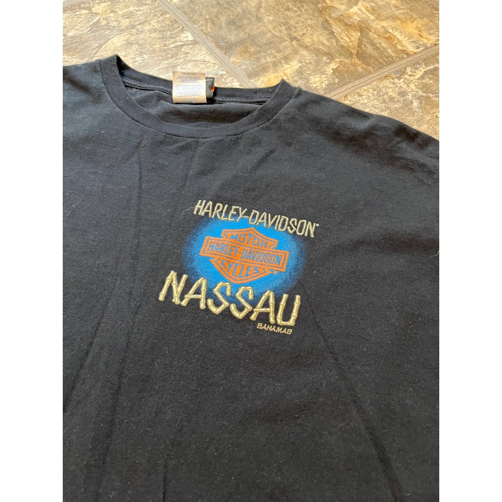 Harley Davidson T-Shirt Mens 2XL Black Nassau Bahamas Graphic Biker Tee - Picture 3 of 9